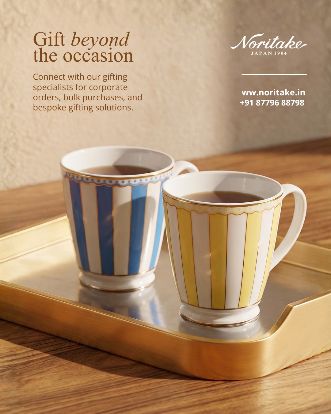 Whether it's thanking a valued client, celebrating a long-standing partnership, or welcoming someone to a new beginning, Noritake offers gifting that's thoughtful, refined, and made to endure.
Let's create something memorable, together.
📞 Corporate Gifting: +91 87796 88798
.
Search Words:
 Luxury Corporate Gifts | Noritake India | Fine Porcelain | Premium Gifting | Client Gifts | Executive Gifts | Business Gifts | Luxury Tableware | Japanese Porcelain | Corporate Orders