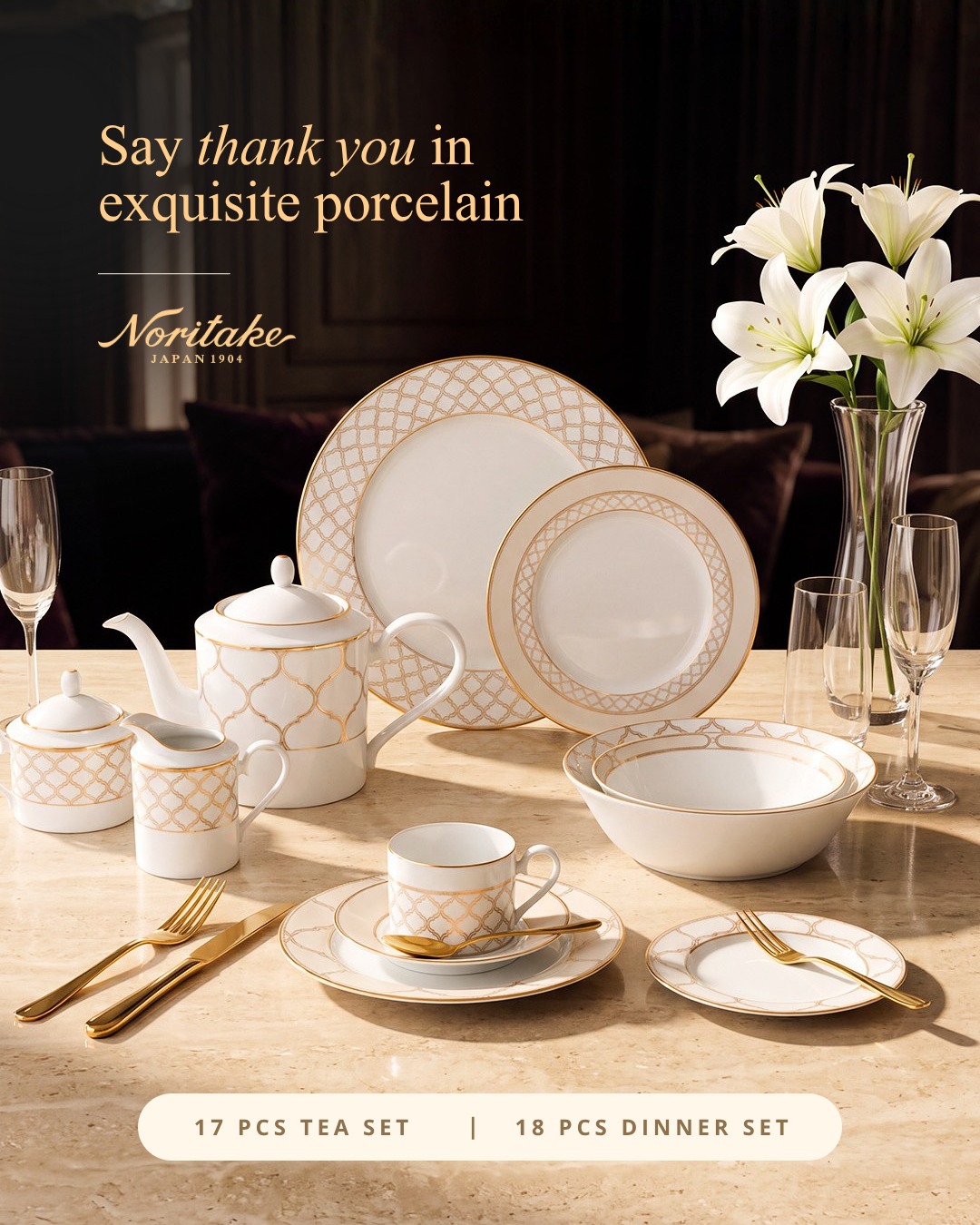 A gift worthy of lasting relationships.
Presenting Eternal Palace Gold by Noritake,  fine porcelain elevated with exquisite gold detailing and timeless craftsmanship.
For clients, partners and those who value the art of fine living.
Noritake Corporate Gifting.

#Noritake #CorporateGifting #LuxuryGifting
Luxury corporate gifts | premium corporate gifts | Diwali corporate gifting | gifts for clients | gifts for business partners | luxury dinnerware | fine porcelain | premium tableware | Noritake porcelain | luxury gifting India | executive gifts