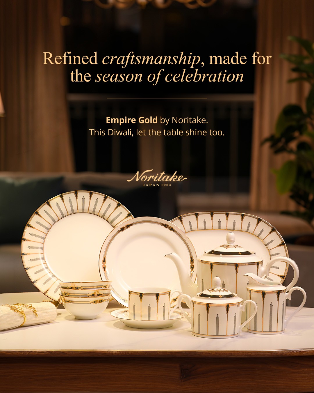 Some tables simply stay with you.
Discover Noritake, fine porcelain, exquisite craftsmanship and timeless designs created for the moments worth setting a table for this festive season.
Because the finest tables are never ordinary.

#Noritake #LuxuryTableware #FinePorcelain
luxury dinnerware | fine porcelain | premium tableware | luxury tableware | elegant dinner sets | porcelain dinnerware | designer tableware | timeless dinnerware | Japanese craftsmanship | Noritake India |